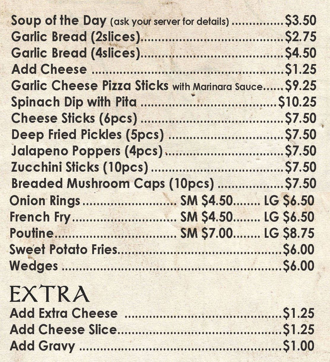 Starters Menu